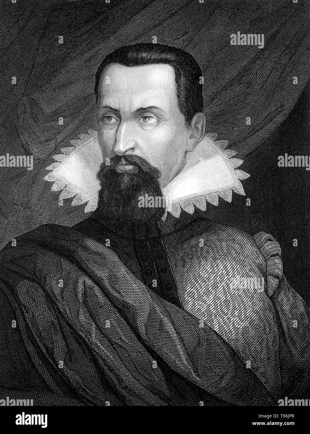 Johannes Kepler (December 27, 1571 - November 15, 1630) was a German mathematician, astronomer and astrologer. A key figure in the 17th century scientific revolution, he is best known for his works Astronomia nova, Harmonices Mundi, and Epitome Astronomiae Copernicanae. These works also provided one of the foundations for Isaac Newton's theory of universal gravitation. Kepler devised the three fundamental laws of planetary motion. Stock Photo