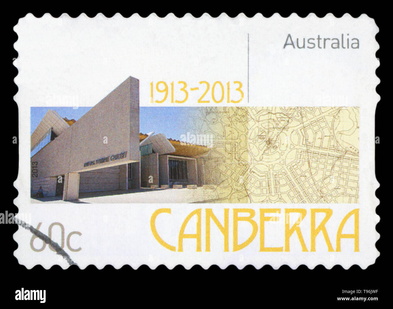 AUSTRALIA - CIRCA 2013: A used postage stamp from Australia, celebrating the 100th Anniversary since the city was named Canberra, crica 2013. Stock Photo