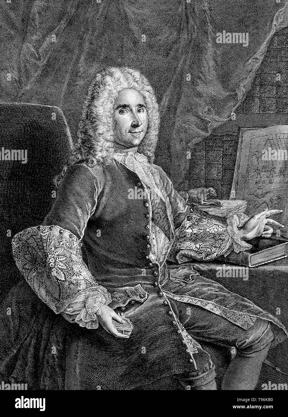 René Antoine Ferchault de Réaumur (February 28, 1683 - October 17, 1757) was a French scientist who contributed to many different fields, especially the study of insects. In 1699 he studied civil law and mathematics. In 1703 he went to Paris, where he continued the study of mathematics and physics, and in 1708 was elected, at the age of 24, a member of the Académie des Sciences. In 1731 he became interested in meteorology, and invented the thermometer scale which bears his name: the Réaumur. Stock Photo