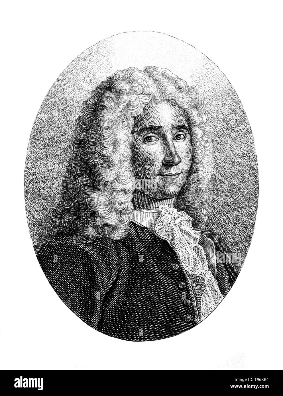 René Antoine Ferchault de Réaumur (February 28, 1683 - October 17, 1757) was a French scientist who contributed to many different fields, especially the study of insects. In 1699 he studied civil law and mathematics. In 1703 he went to Paris, where he continued the study of mathematics and physics, and in 1708 was elected, at the age of 24, a member of the Académie des Sciences. In 1731 he became interested in meteorology, and invented the thermometer scale which bears his name: the Réaumur. Stock Photo