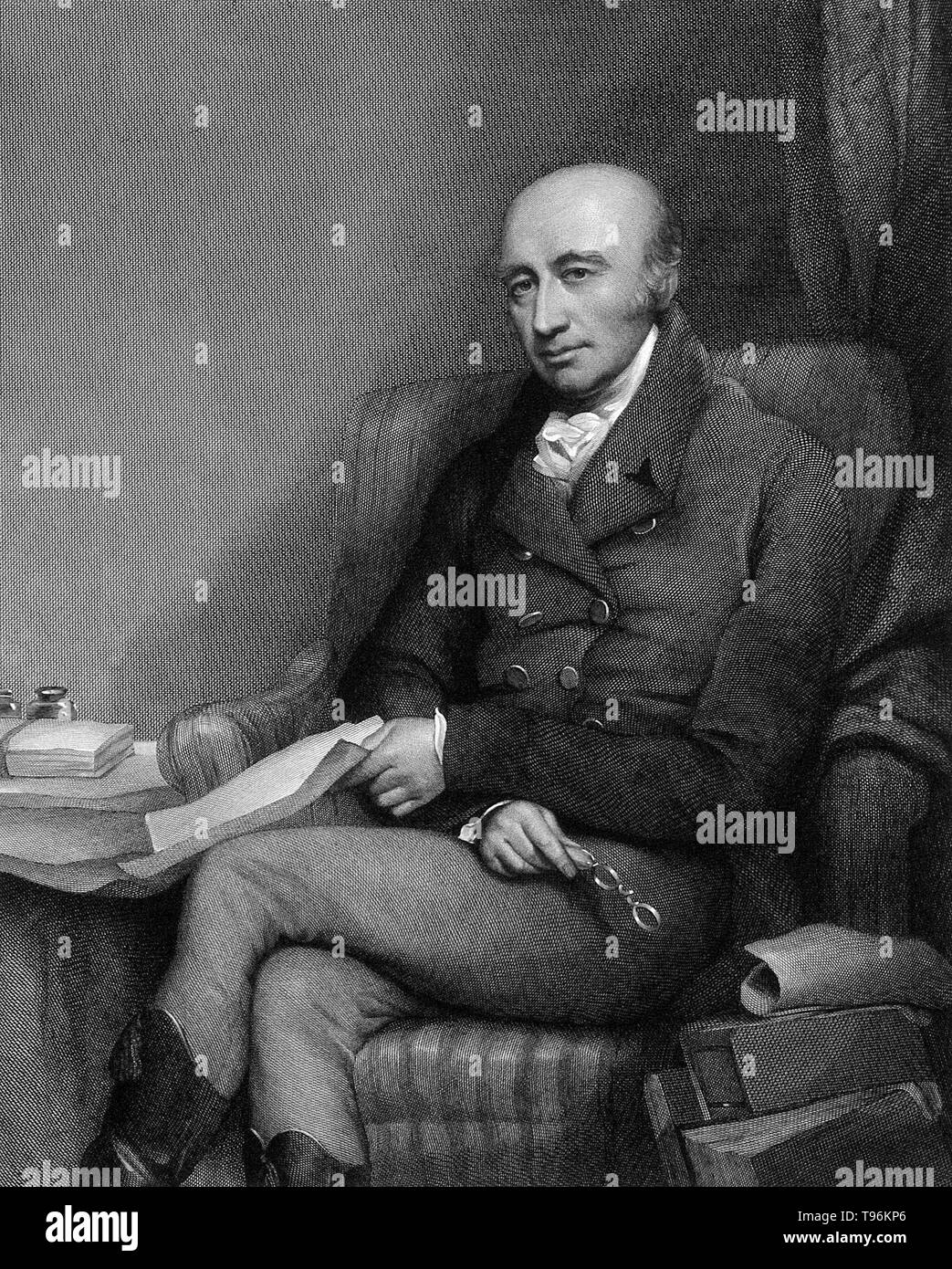 William Hyde Wollaston (August 6, 1766 - December 22, 1828) was an English chemist and physicist. In 1793 William obtained a doctorate in medicine from Cambridge University and was a fellow of his college from 1787 to 1828. During his studies he became interested in chemistry, crystallography, metallurgy and physics. The mineral wollastonite is named after him. Stock Photo