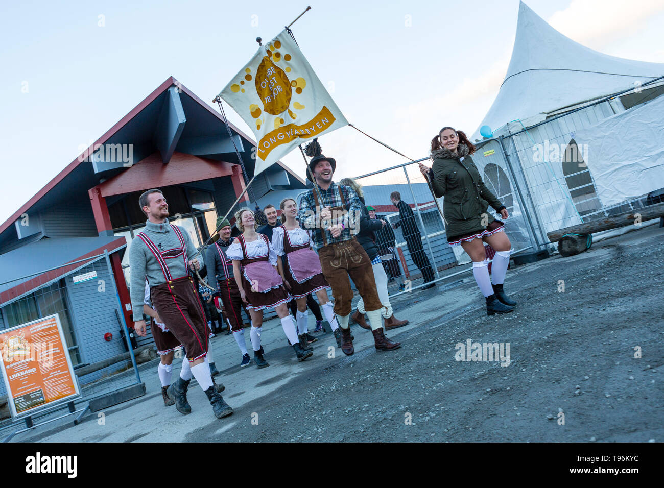 Longyearbyen, Norway - September 22, 2016, the worlds northernmost Oktoberfest, Svalbard, Norway Stock Photo