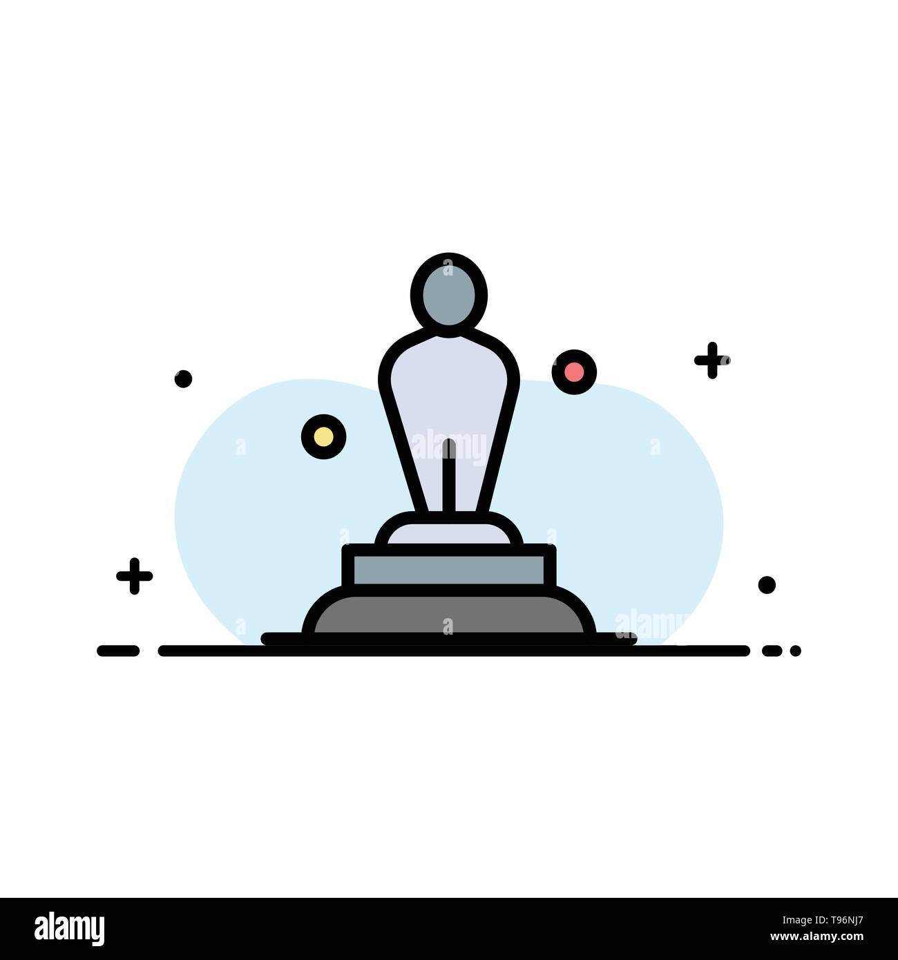 Academy, Award, Oscar, Statue, Trophy  Business Flat Line Filled Icon Vector Banner Template Stock Vector