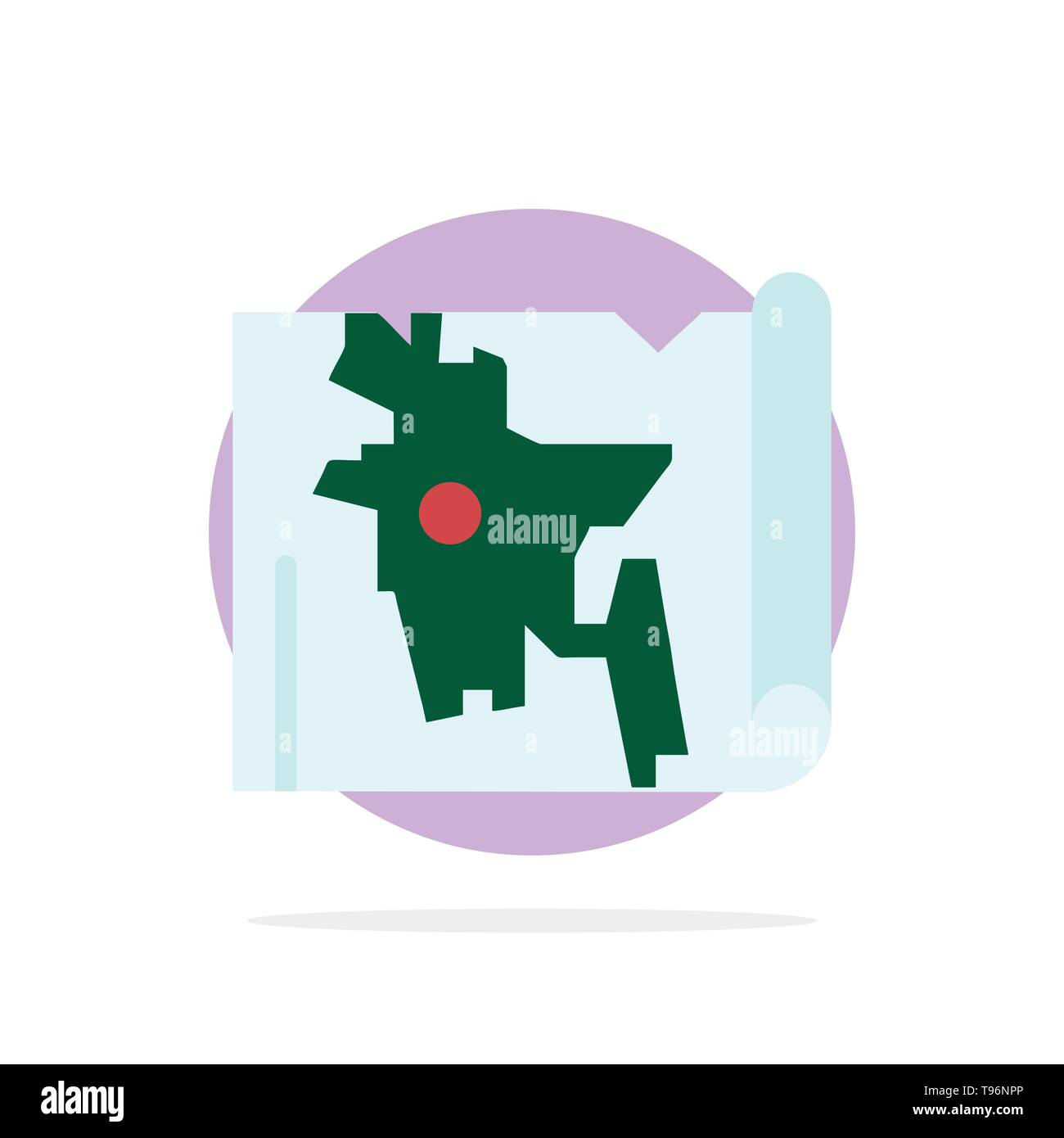 Bangladesh, Map, World, Bangla Abstract Circle Background Flat color Icon Stock Vector