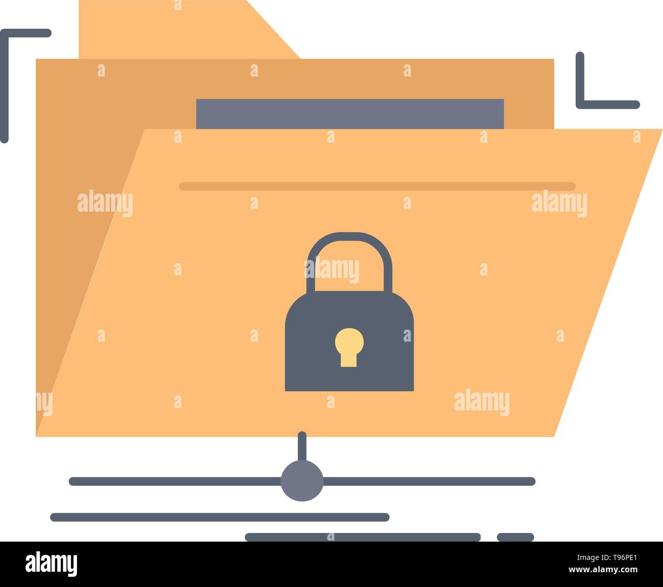 encryption, files, folder, network, secure Flat Color Icon Vector Stock