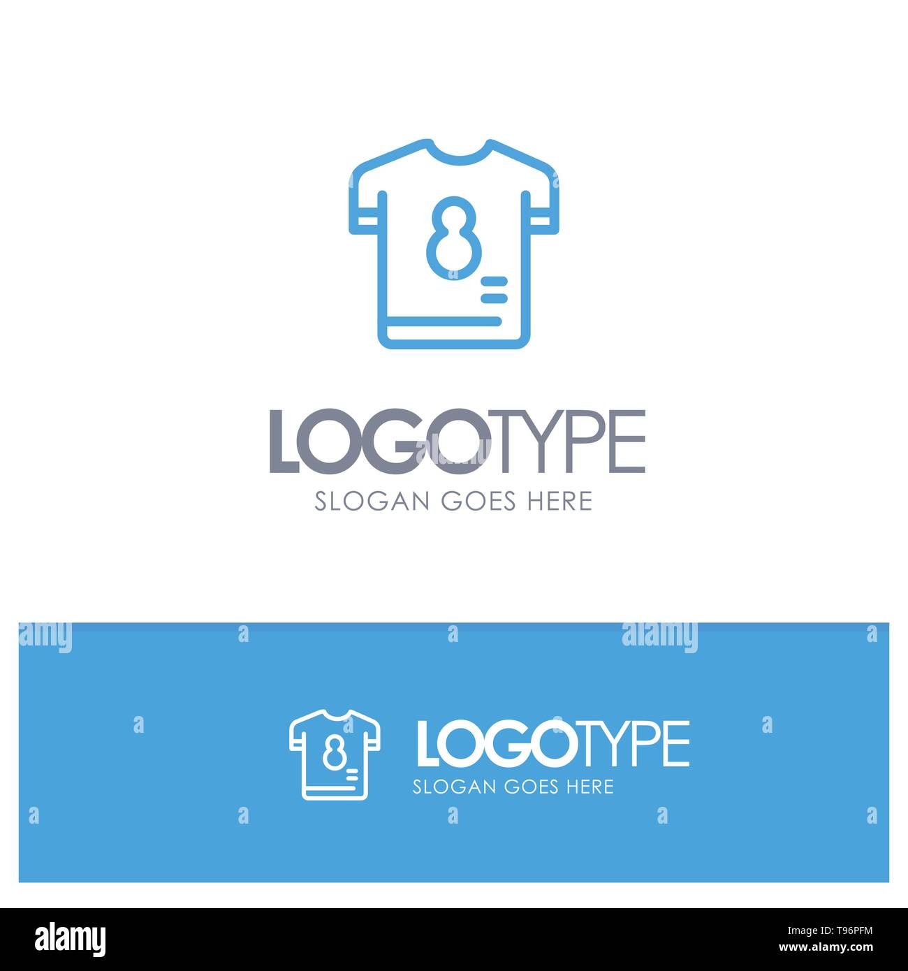 Football, Kit, Player, Shirt, Soccer Blue outLine Logo with place for tagline Stock Vector