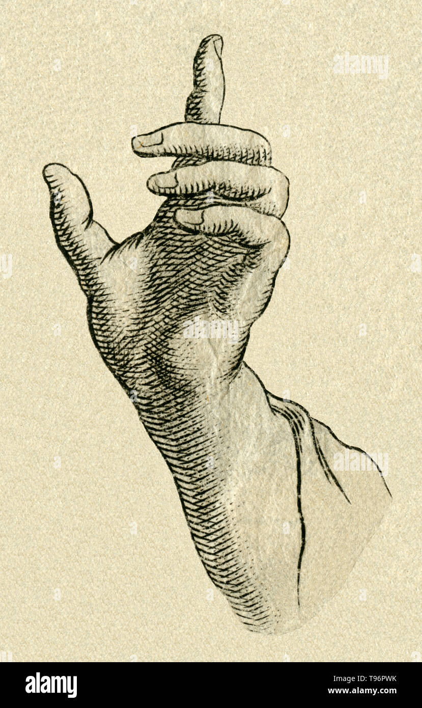 Europa, Medizin, Körperstudie, ' Zeigefinger ' , Kupferstich, um 1700, Künstler unbekannt / Europe, medicine, body support ' index finger ' , copperpl Stock Photo