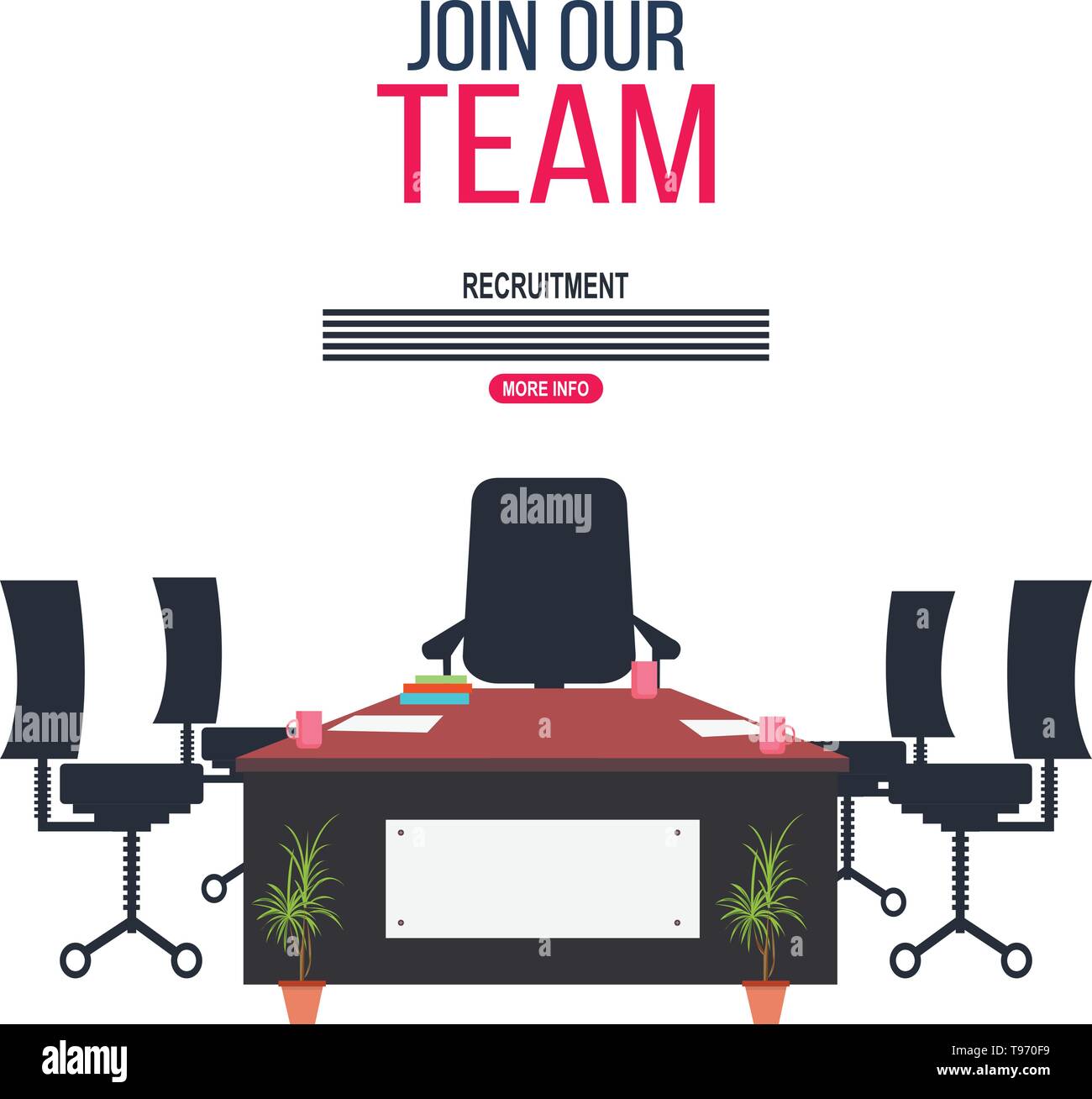 Join our team concept with Office interior modern flat vector illustration. Stock Vector