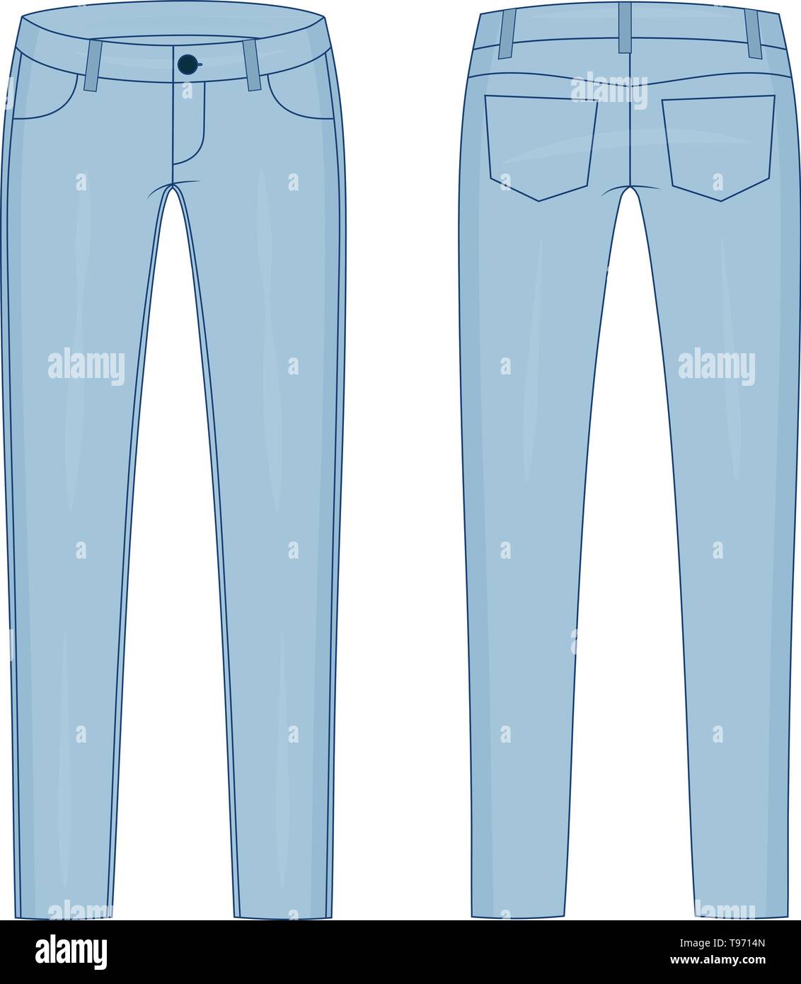 Fashion technical colored sketch of jeans in vector graphic Stock Vector  Image & Art - Alamy