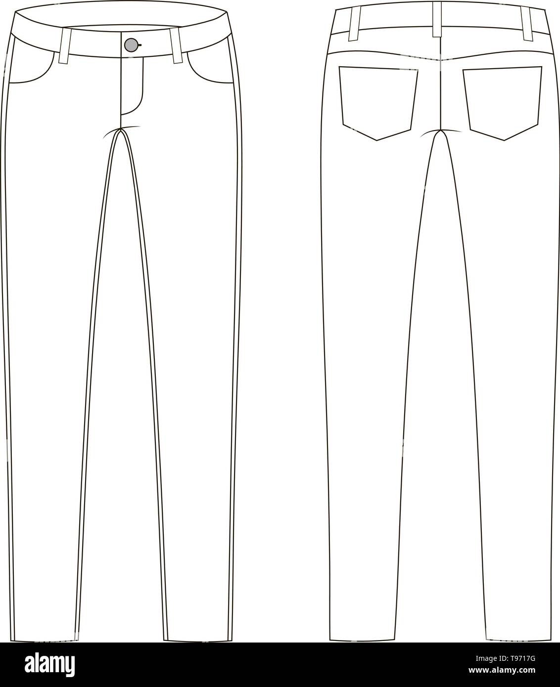 Fashion technical sketch of jeans in vector graphic Stock Vector Image &  Art - Alamy