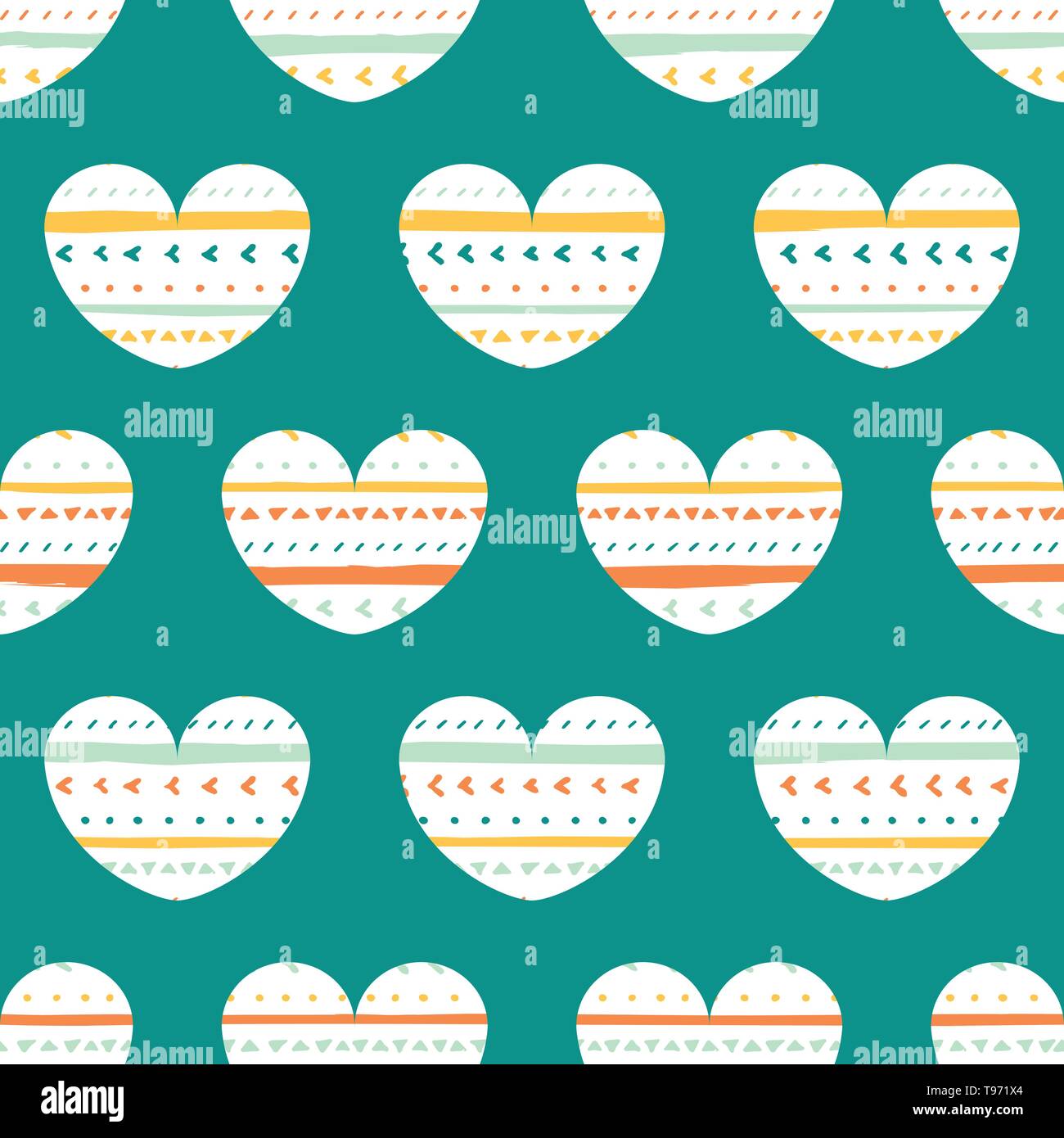 geometric pattern hearts , stripes and geometric shapes. Vector seamless pattern. Stock Vector