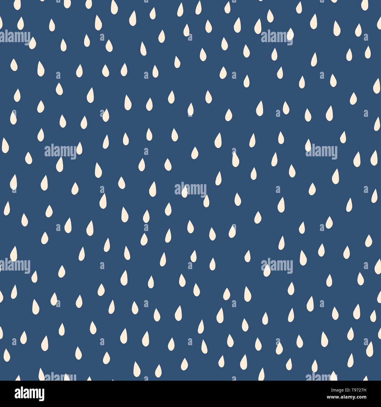 Raindrops beige white on blue background seamless vector pattern Stock Vector