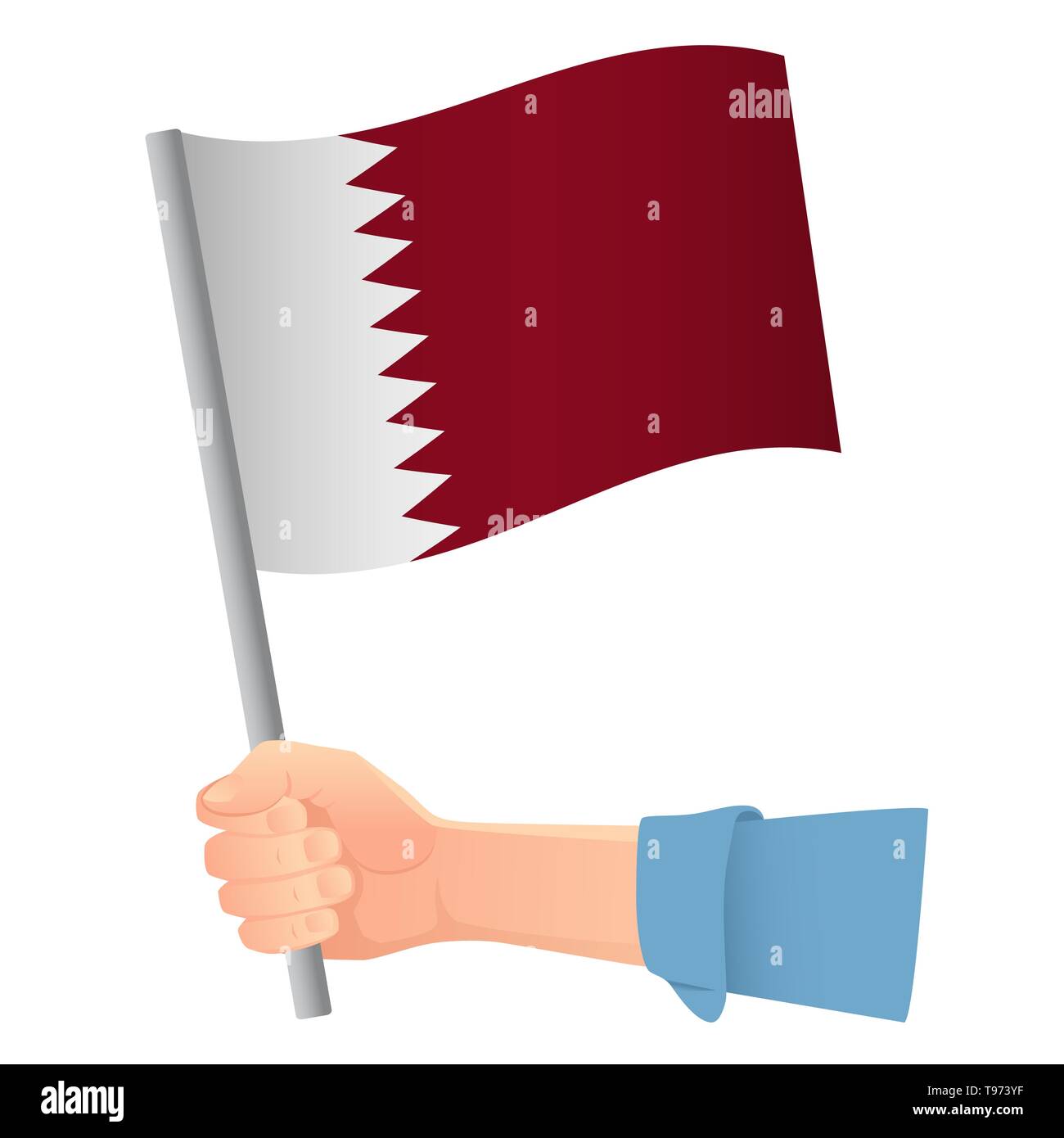 Qatar Flag In Hand Patriotic Background National Flag Of Qatar Illustration Stock Photo Alamy