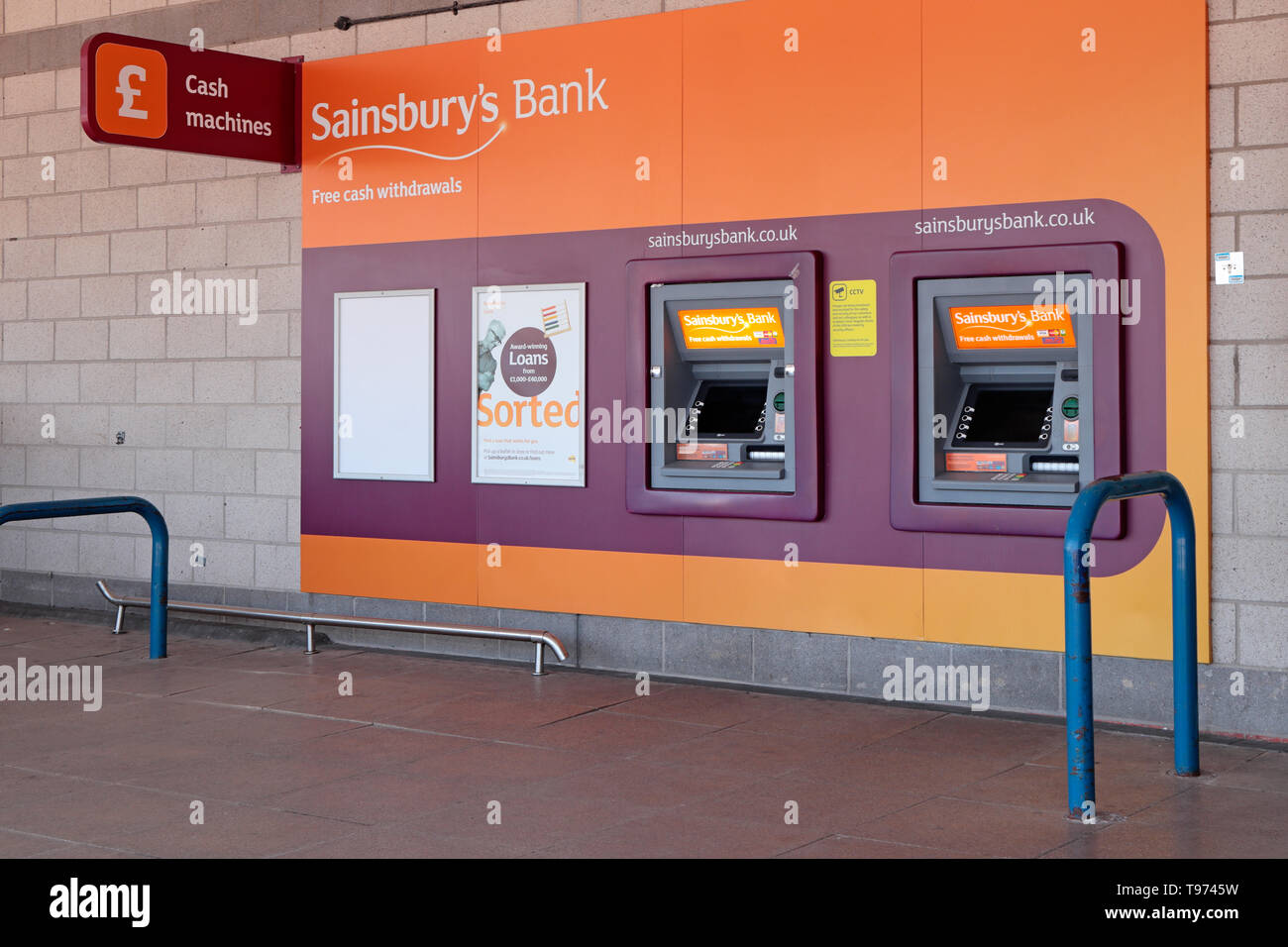 Sainsburys cash machines / ATMs Stock Photo