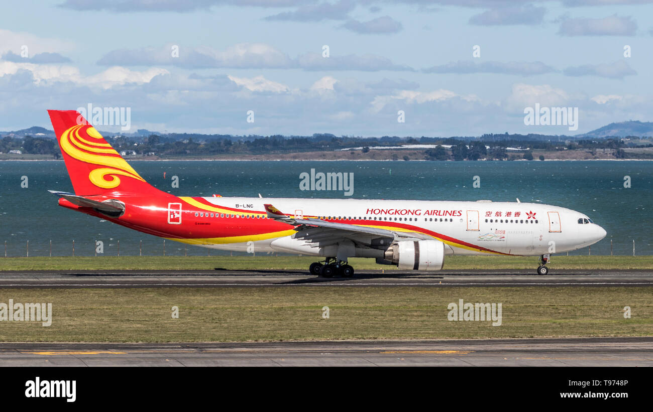 Hong Kong Airlines Airbus A330-223  B-LNC landed at  AKL airport,. NZ Stock Photo