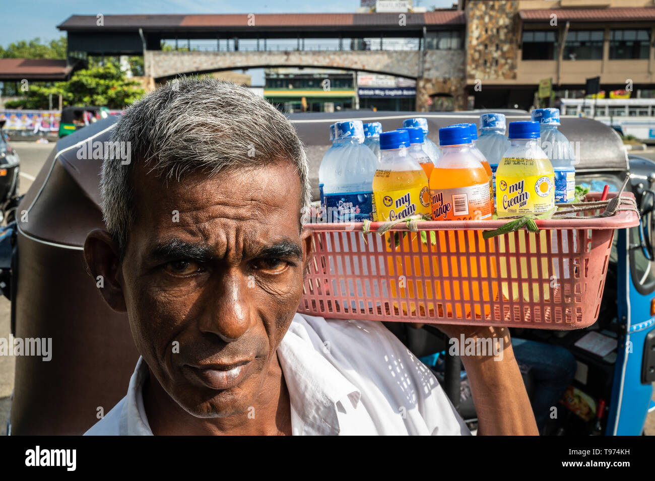 Portrait of a refreshment vendor, Galle, Sri Lanka Stock Photo