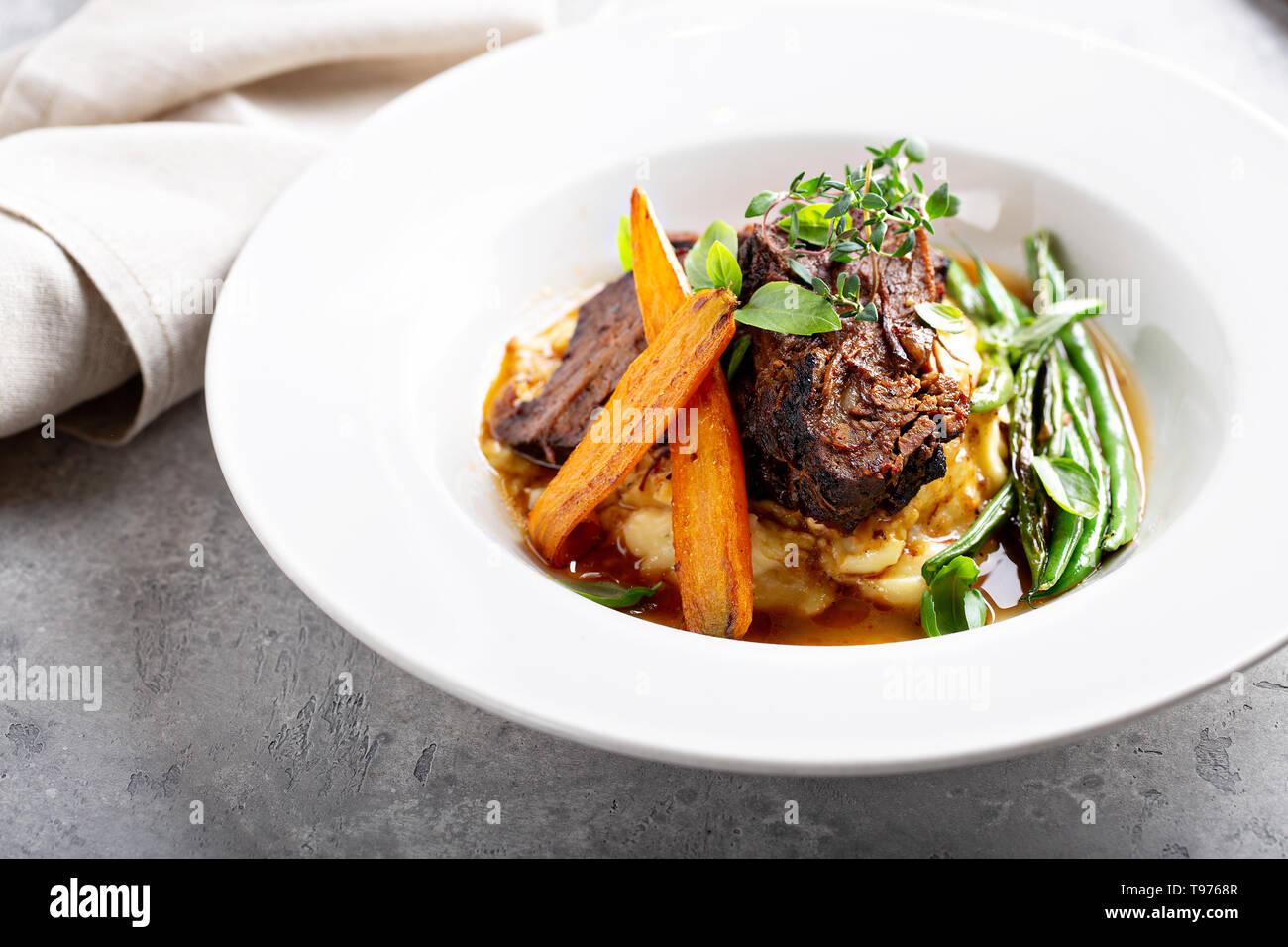 Beer braised brisket on mashed potatoes Stock Photo Alamy