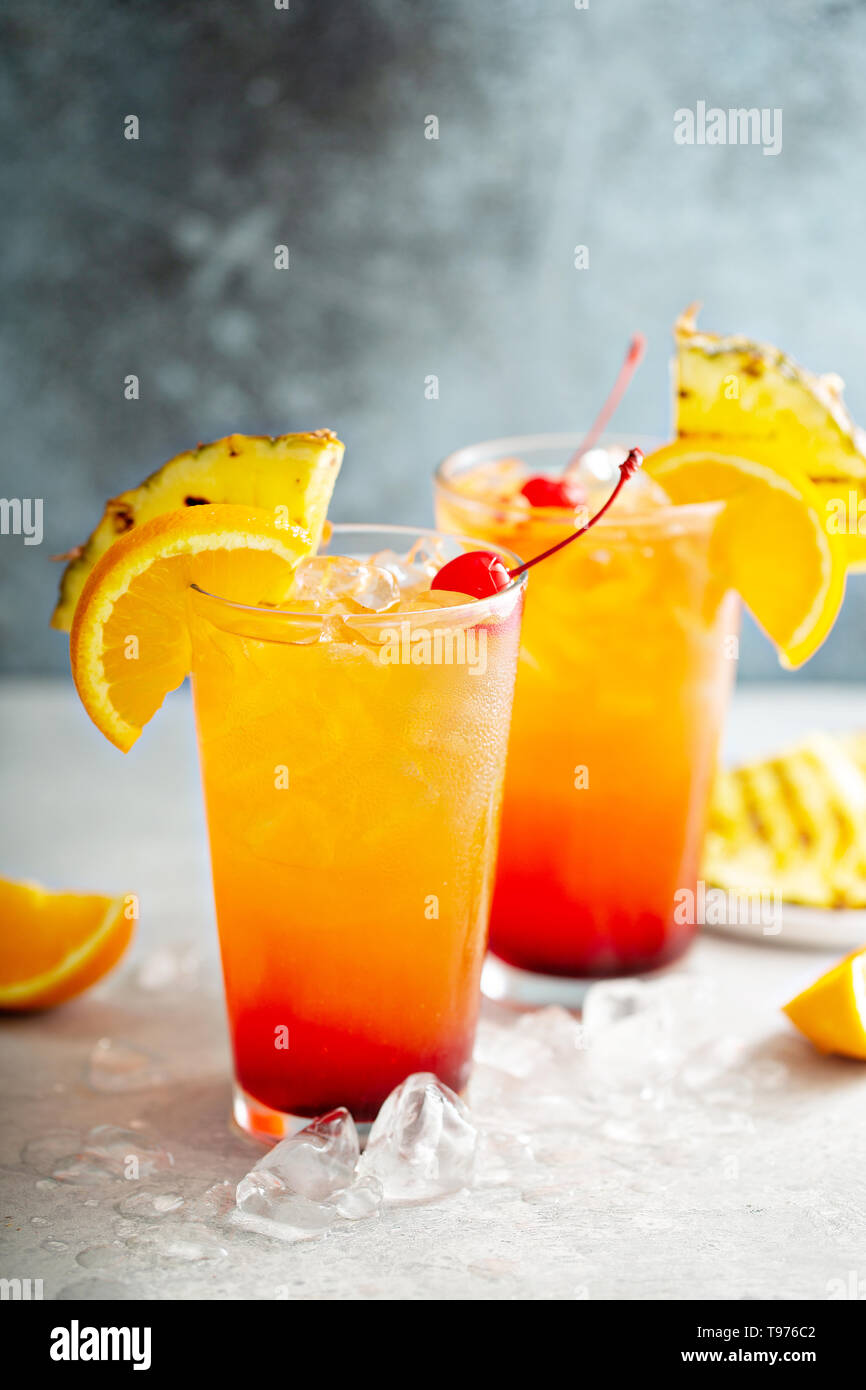 Tequila sunrise cocktail Stock Photo