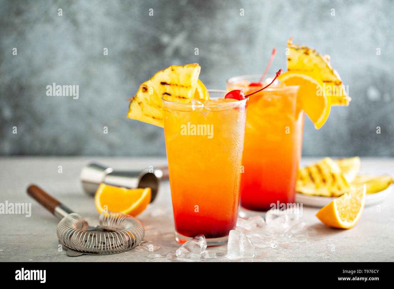 Tequila sunrise cocktail Stock Photo