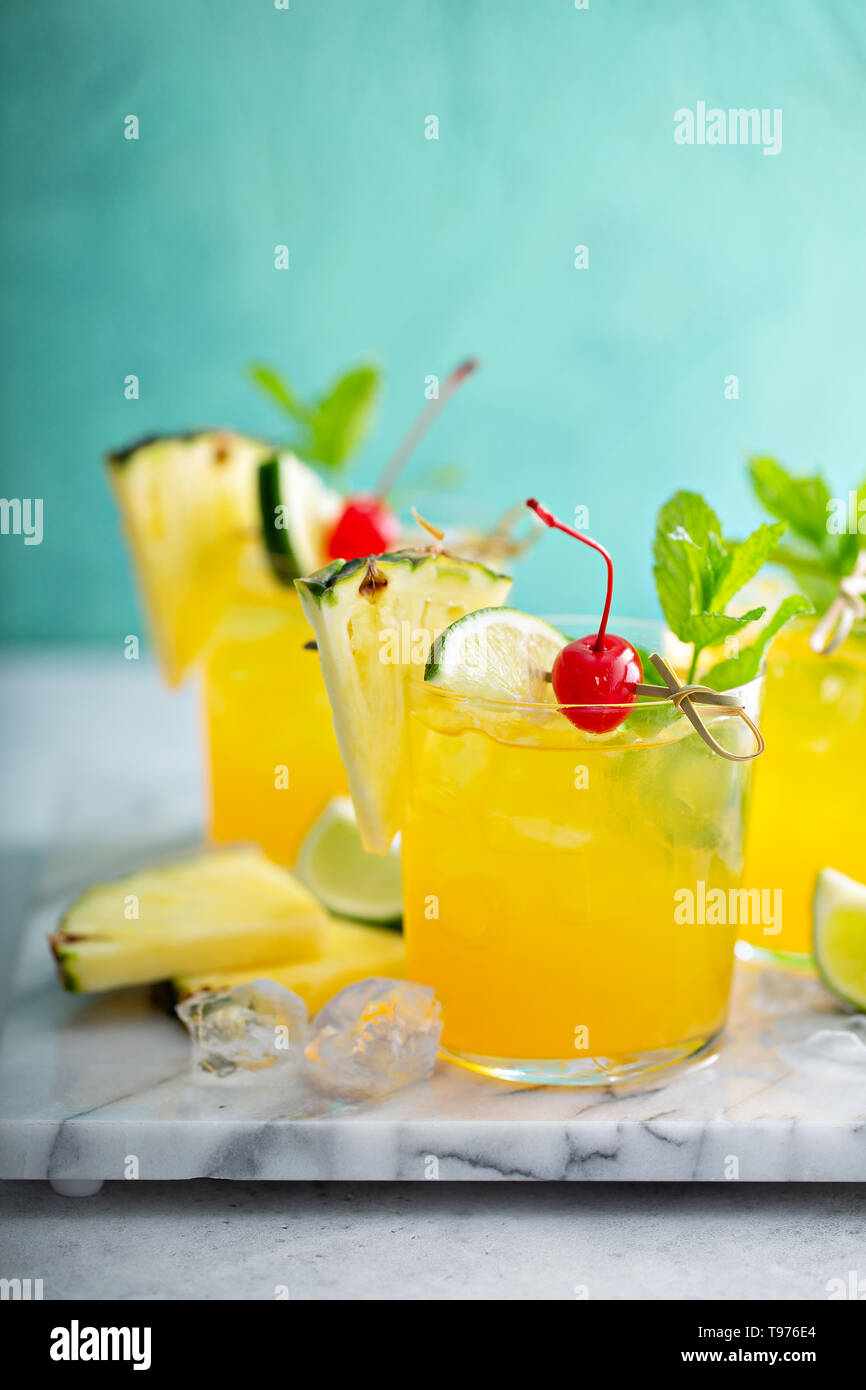 Refreshing summer pineapple rum cocktail Stock Photo Alamy