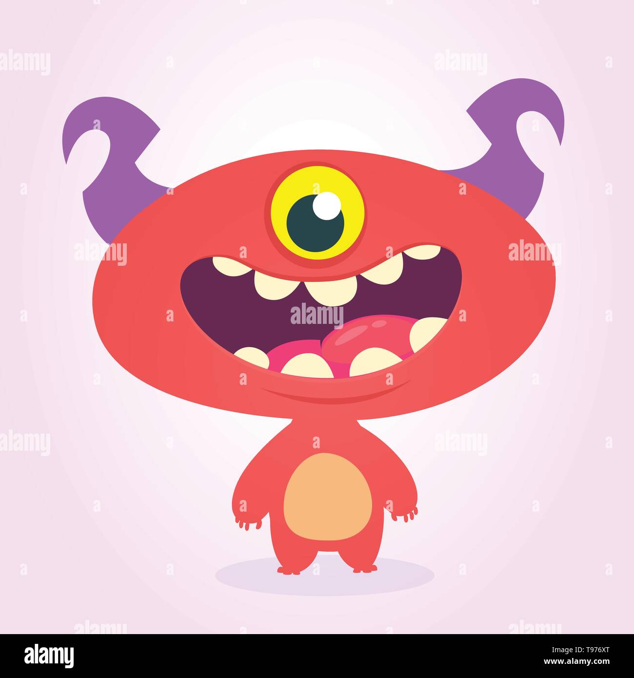 Funny cartoon one- eyed alien. Vector illustration of alien red monster  charater Stock Vector Image & Art - Alamy