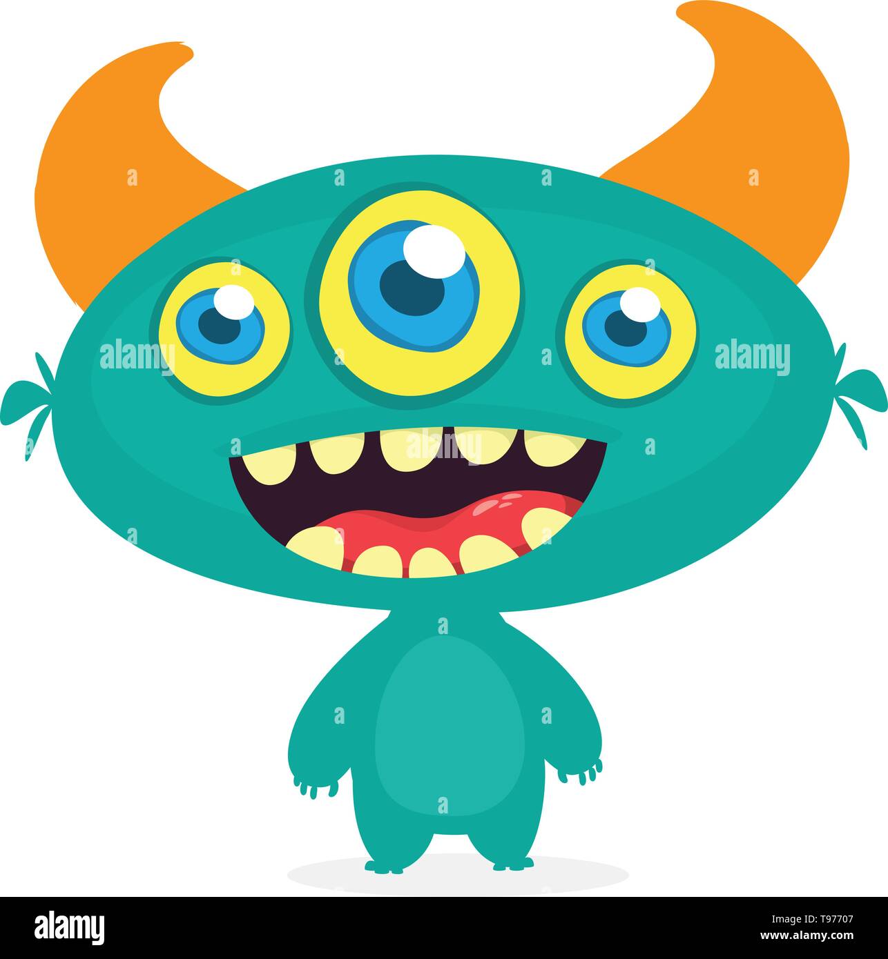 Funny cartoon three eyed alien. Vector illustration Stock Vector Image &  Art - Alamy