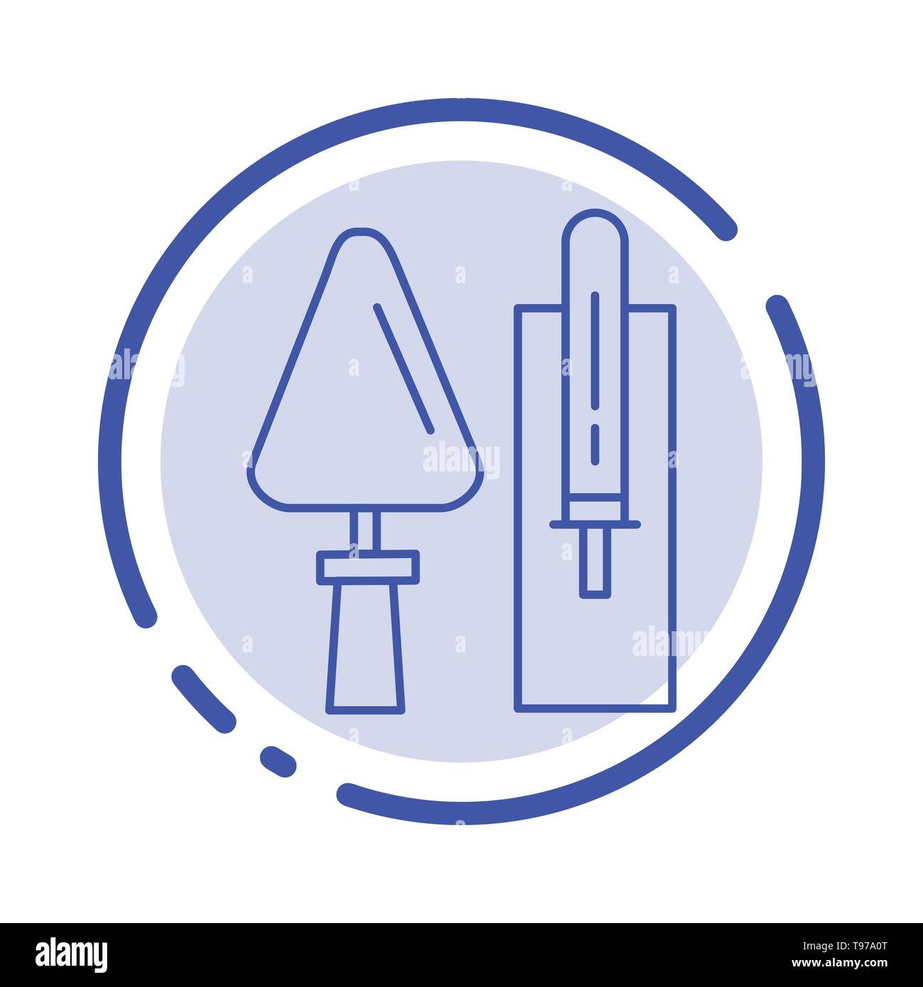 Trowel, Brickwork, Construction, Masonry, Tool Blue Dotted Line Line