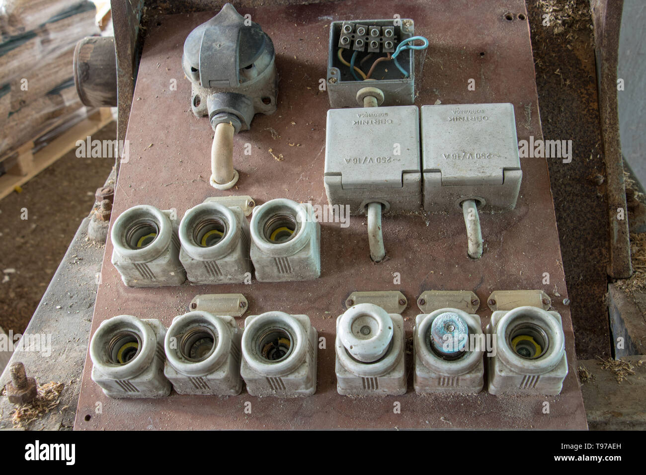 old dusted electric fuses Stock Photo Alamy