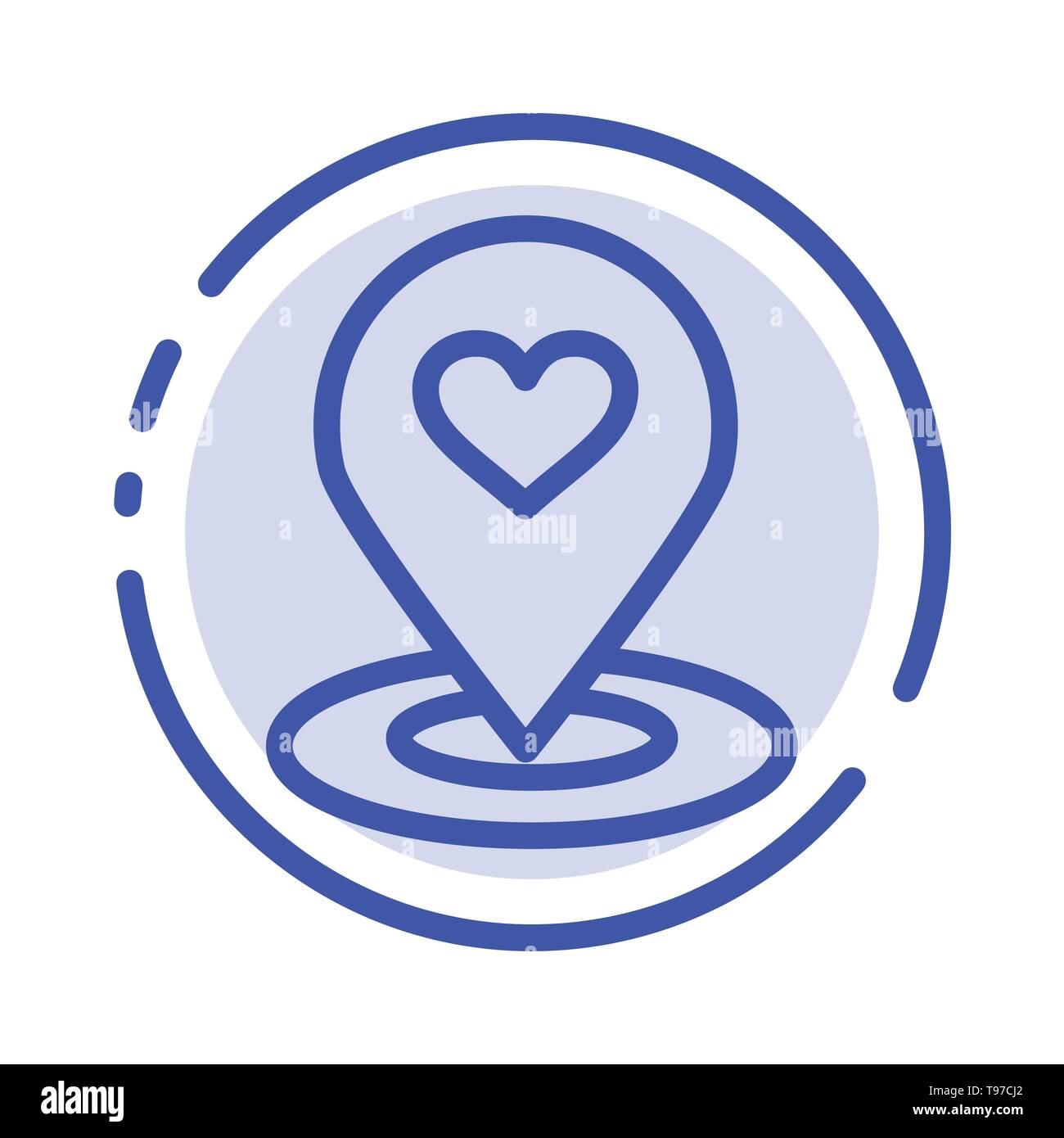 Location, Map, Location Finder, Pin, Heart Blue Dotted Line Line Icon Stock Vector