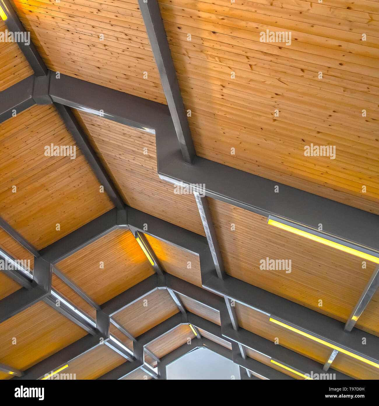 Square Close up of the brown wooden roof of a pavilion in Eagle