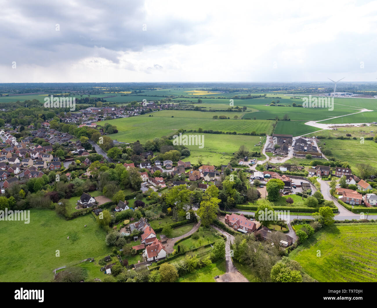 Aerial view of the small town of Eye in Suffolk, England Stock Photo
