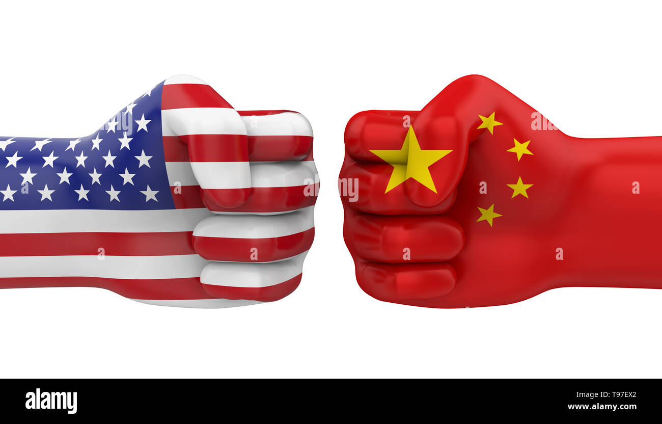 USA vs China Conflict Concept Isolated Stock Photo - Alamy