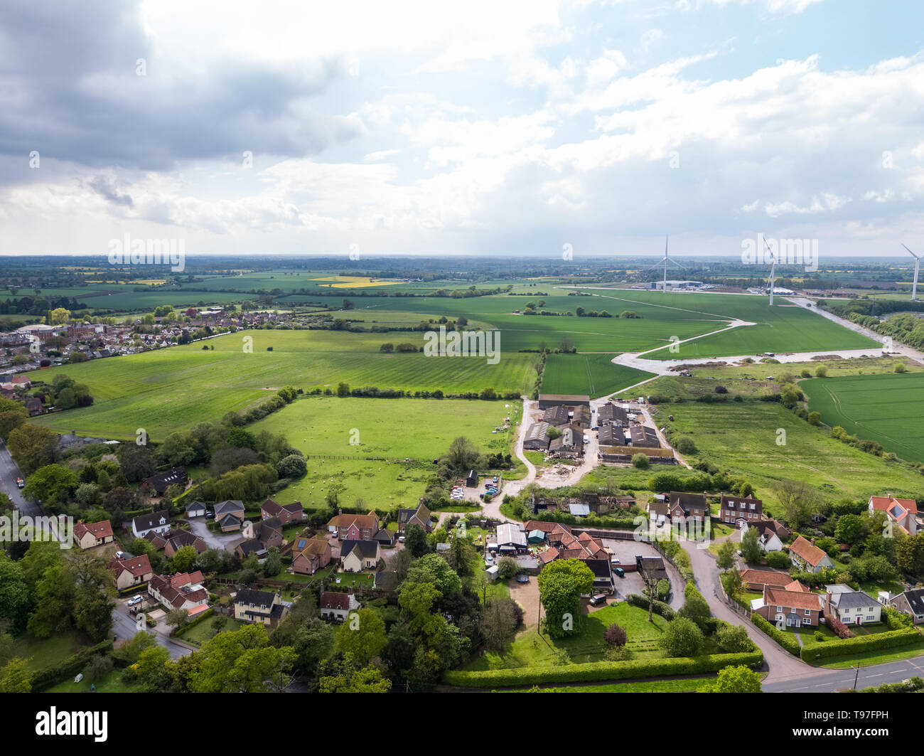 Aerial view of the small town of Eye in Suffolk, England Stock Photo