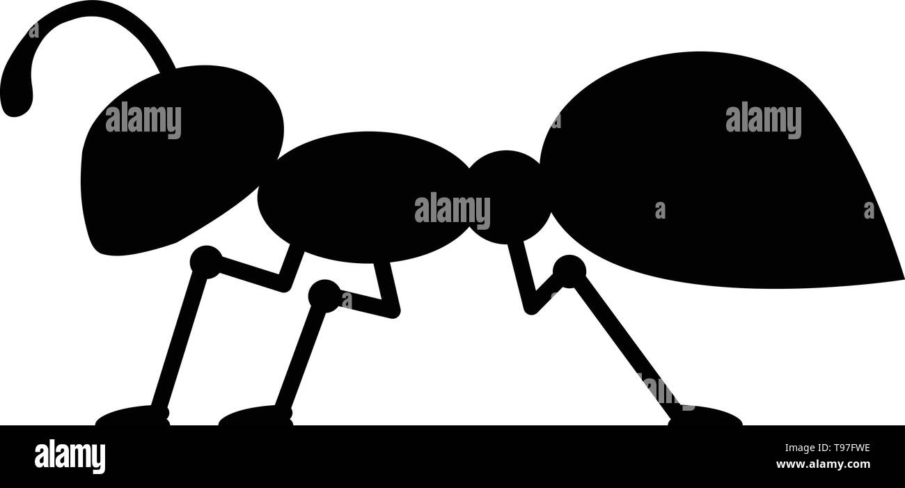 Cartoon Ant Insect Bug stylized black silhouette vector icon Stock ...