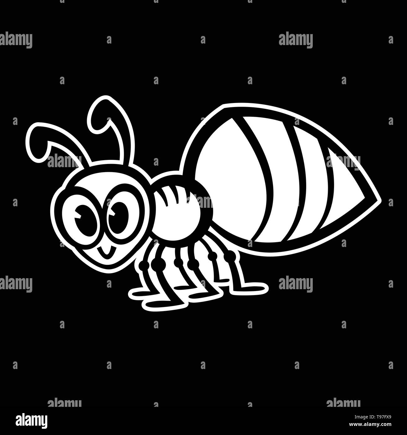 Cartoon Ant Insect Bug stylized black silhouette vector icon Stock ...