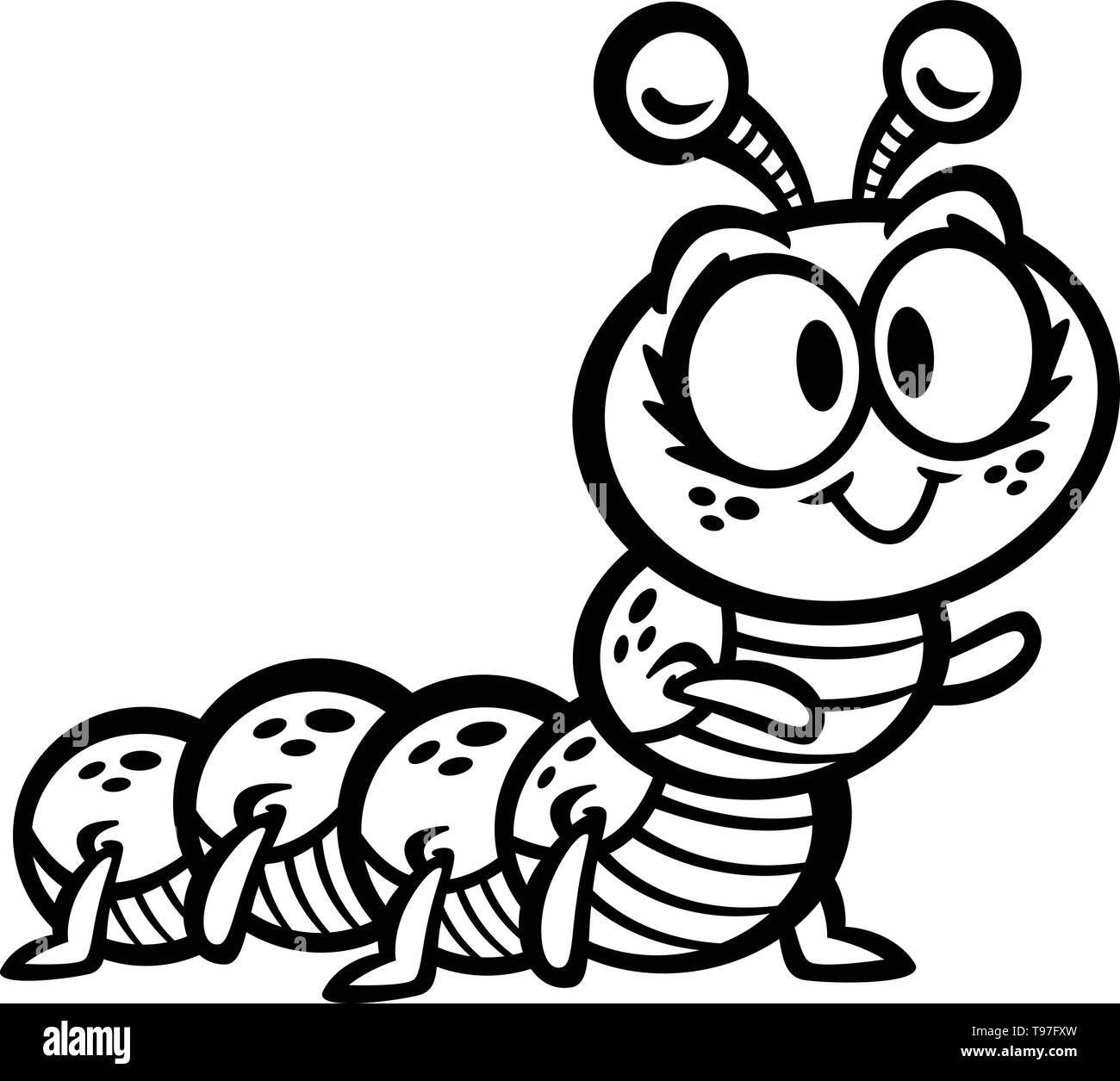 Cute Crawling Caterpillar Bug cartoon Stock Vector Image & Art - Alamy