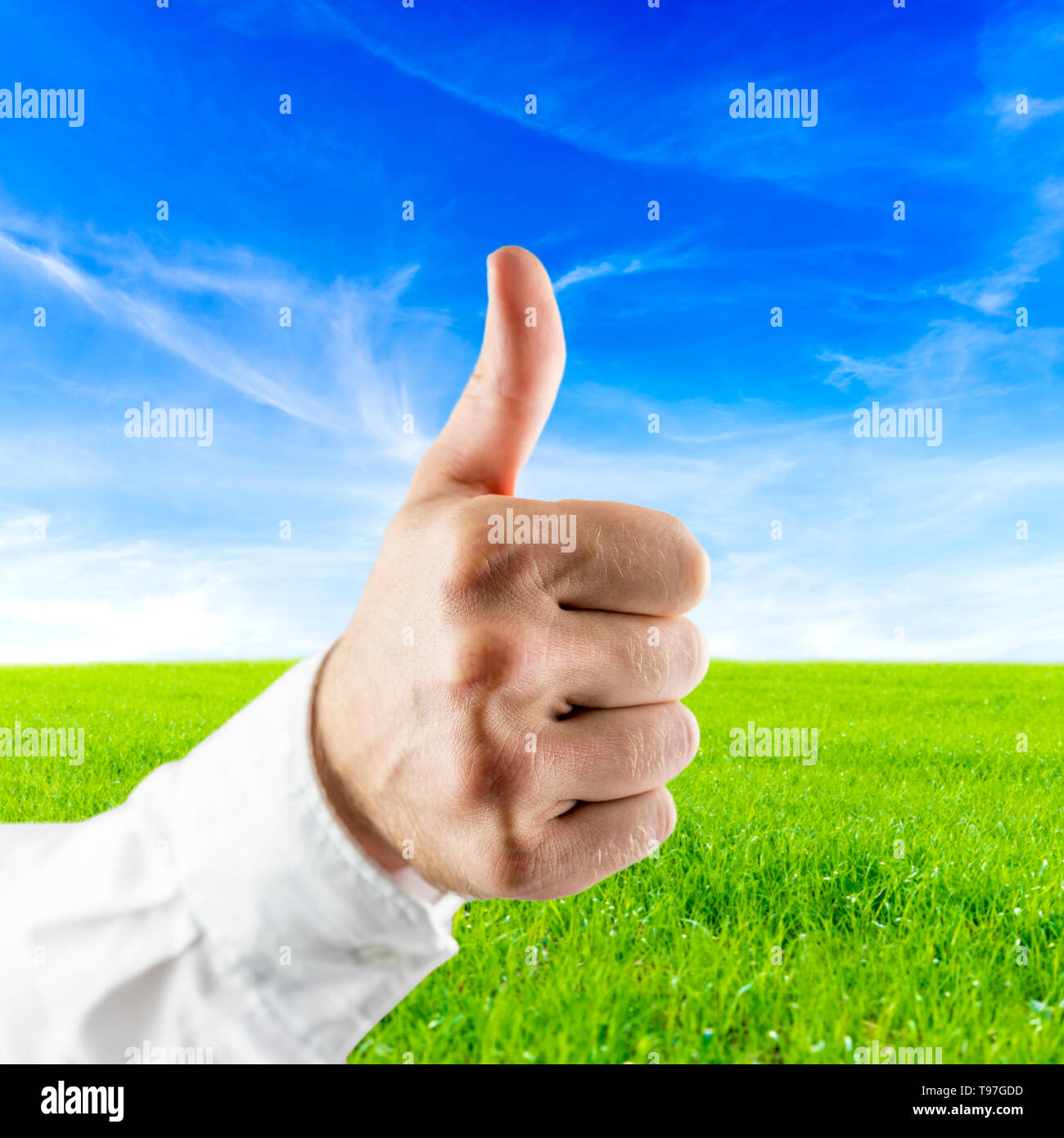 Male hand showing thumbs up hi-res stock photography and images - Alamy