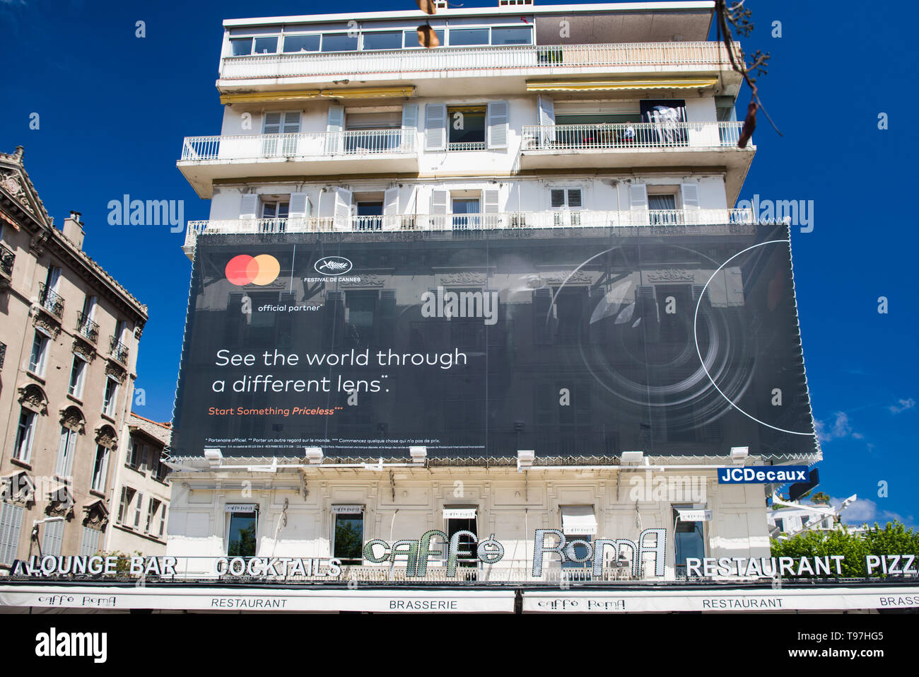 CANNES,FRANCE-MAY,16,2019: official billboard of master card sponsor of the film  festival of cannes is displayed on the facade of a building in cannes Stock  Photo - Alamy