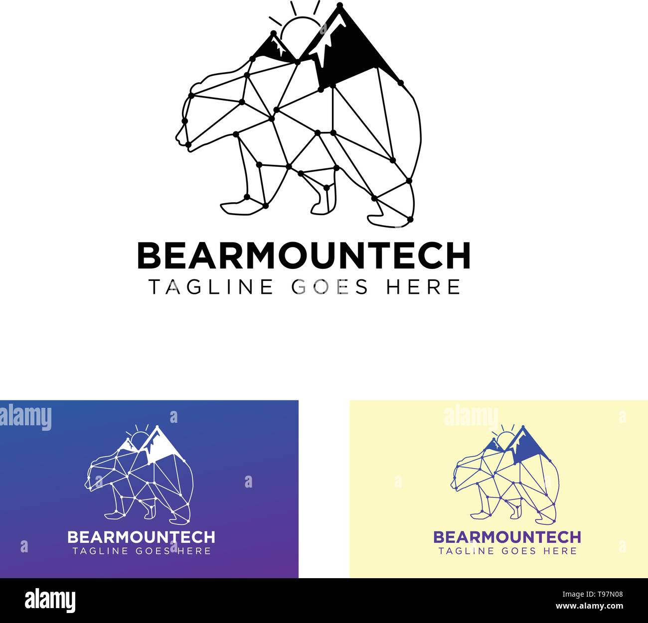 bear mountain connecting logo design vector icon or symbol illustration - vector Stock Vector