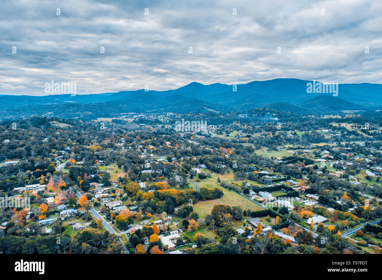 Aerial landscape of Healesville, Victoria, Australia Stock Photo