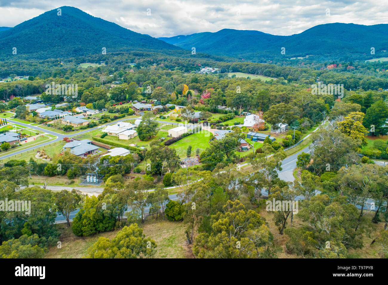 Aerial landscape of Healesville, Victoria, Australia Stock Photo