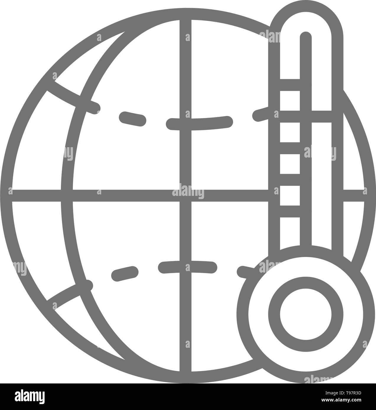Global warming, abnormally high temperature line icon Stock Vector