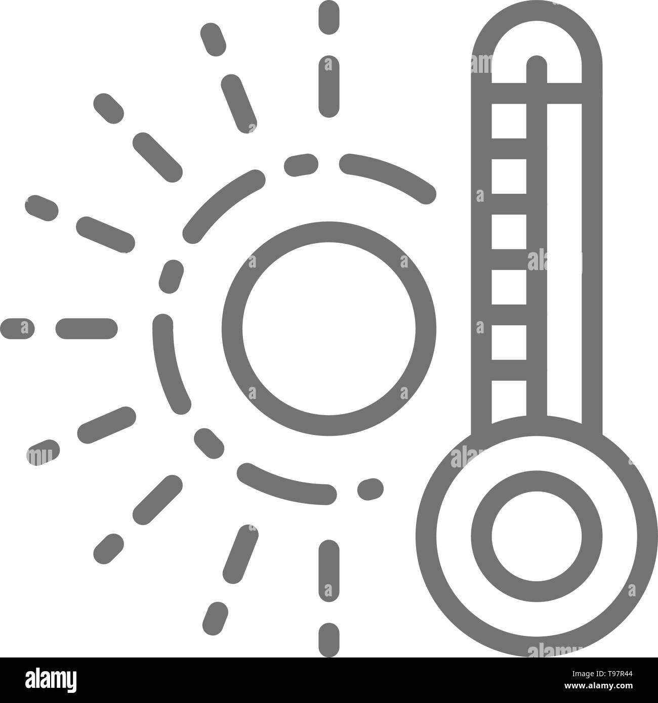 High temperature, thermometer line icon. Isolated on white background Stock Vector Image & Art
