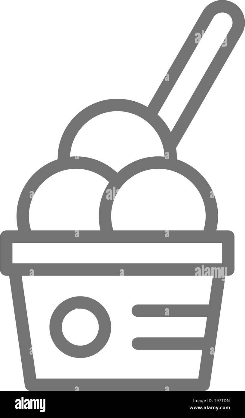 Ice cream balls in cup, takeaway line icon Stock Vector Image & Art - Alamy