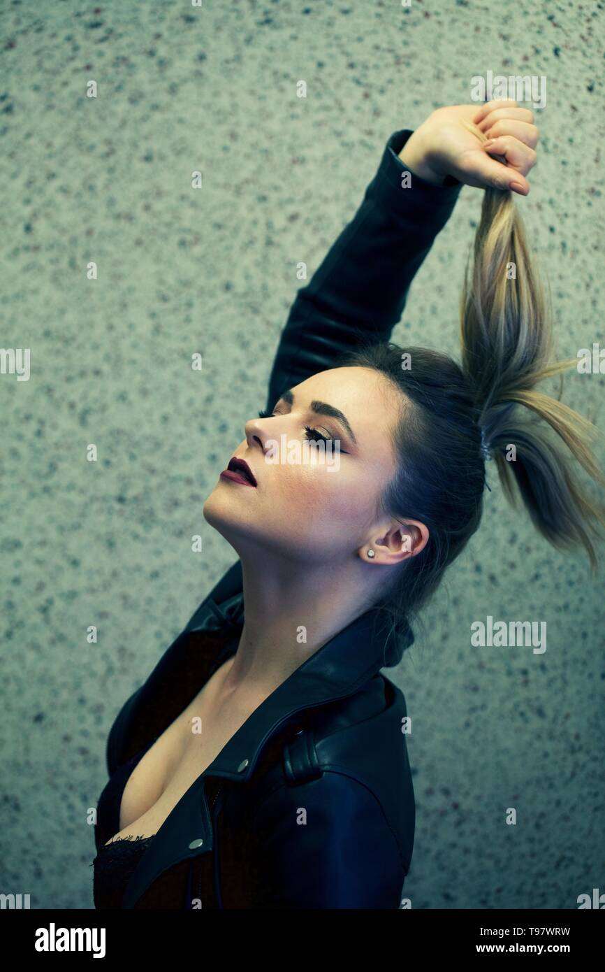 Young Woman Having Bad Hair Day Model Released Stock Photo - Alamy