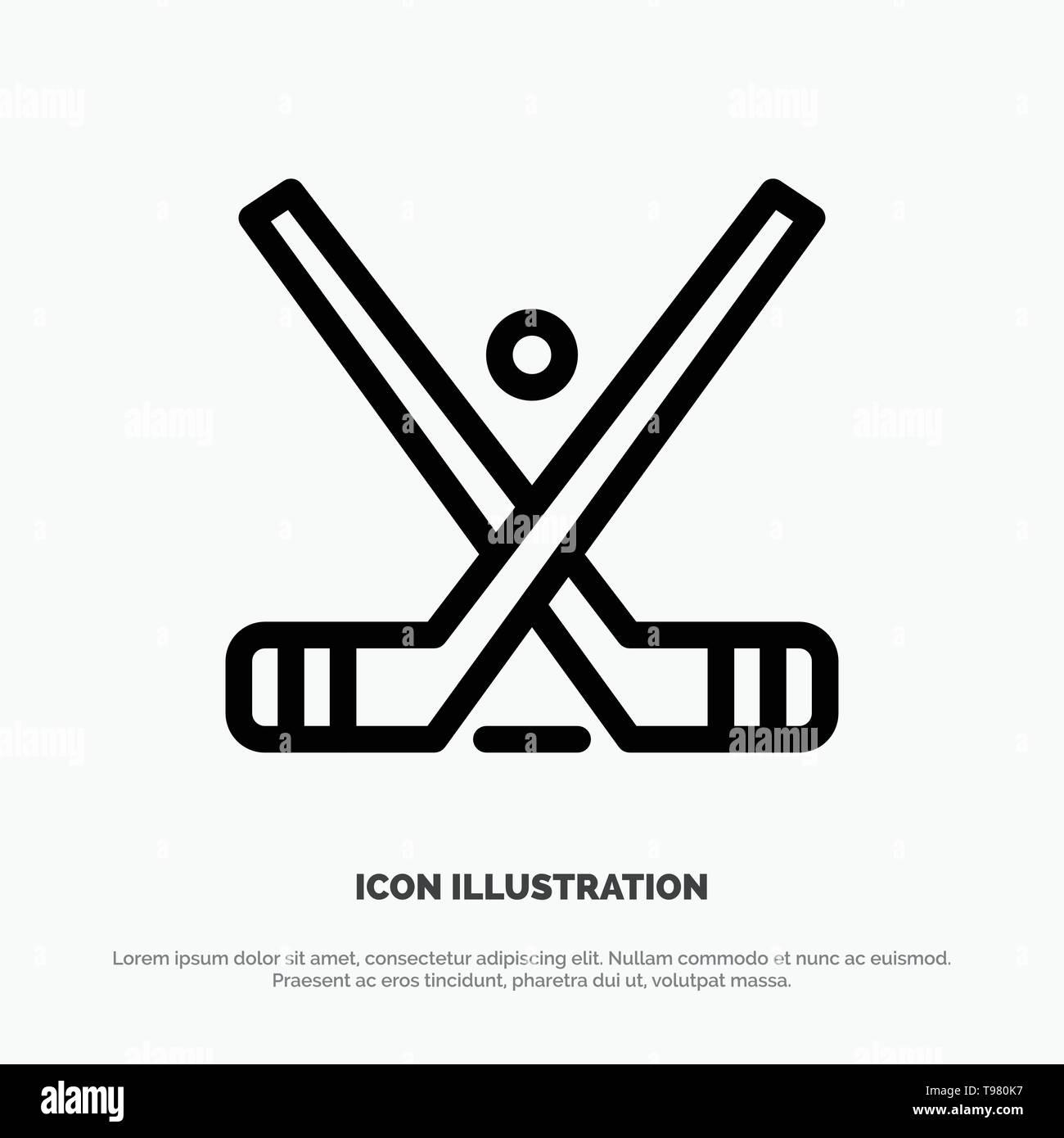 Emblem, Hockey, Ice, Stick, Sticks Line Icon Vector Stock Vector Image