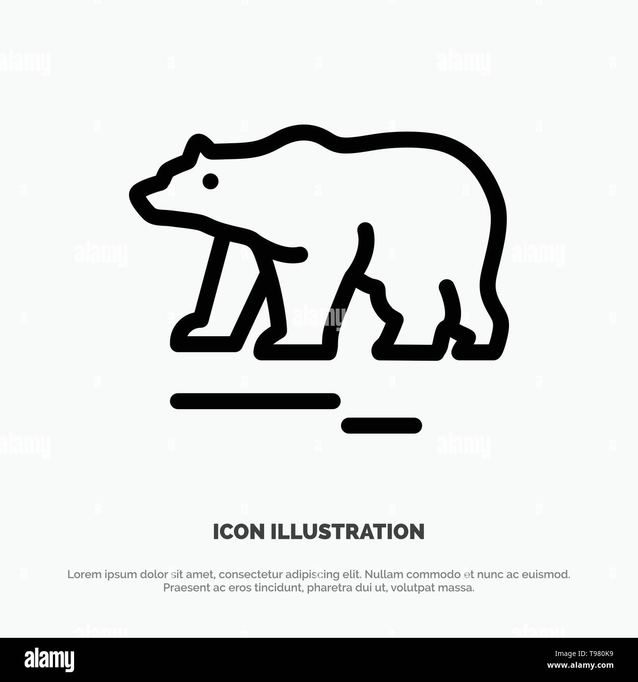Animal, Bear, Polar, Canada Line Icon Vector Stock Vector