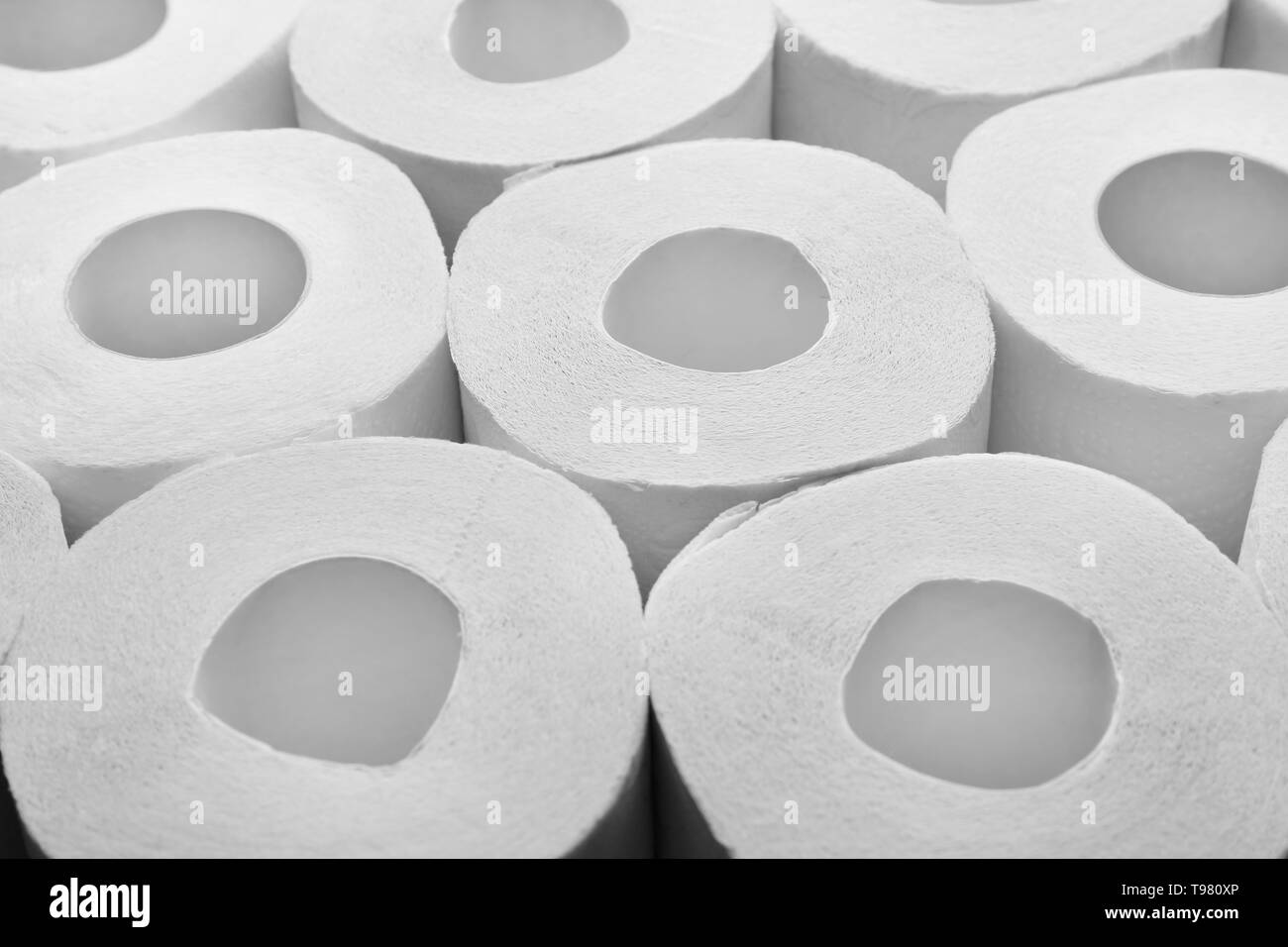 Many rolls of toilet paper, closeup Stock Photo Alamy