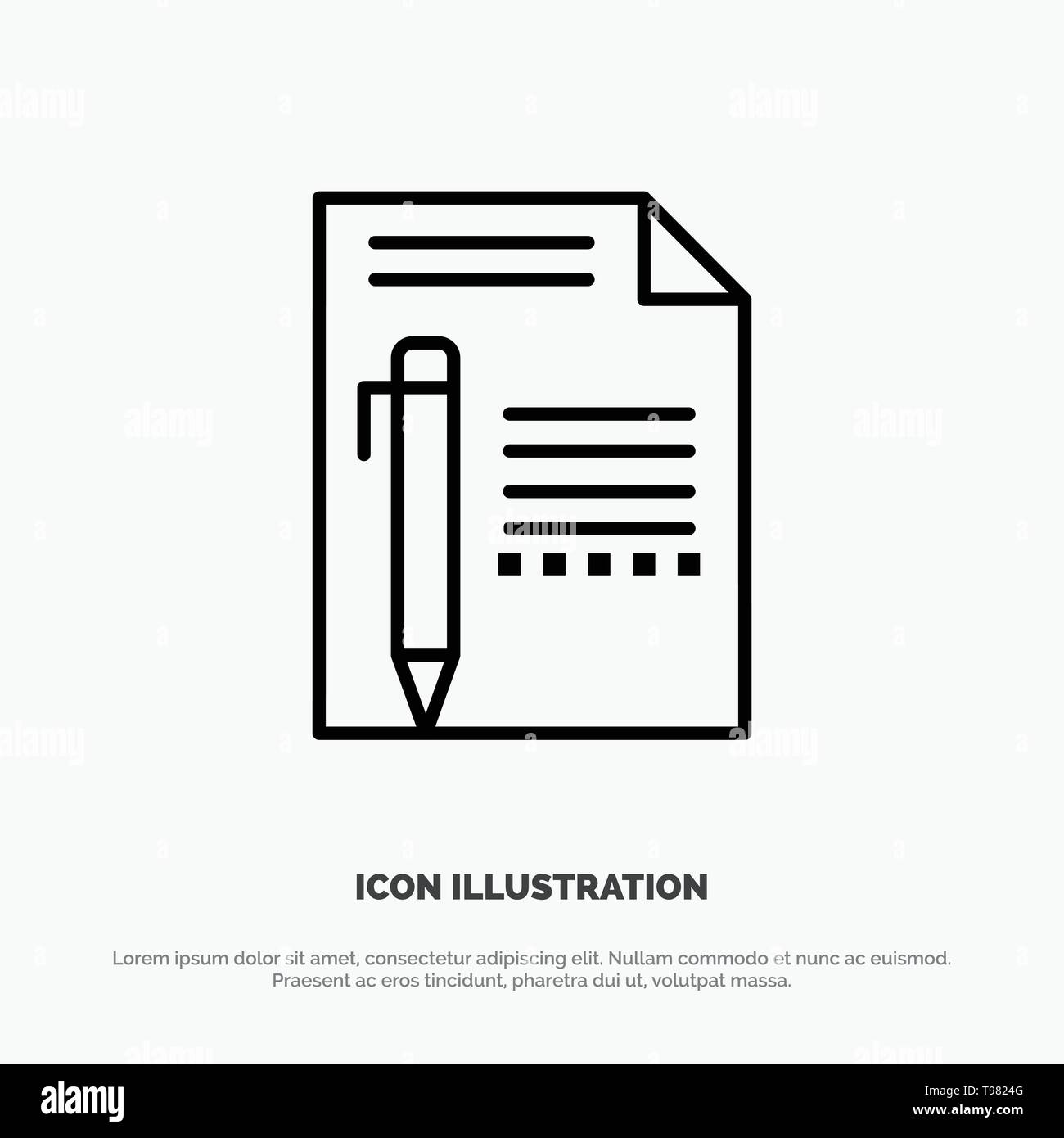 Document, Edit, Page, Paper, Pencil, Write Line Icon Vector Stock Vector