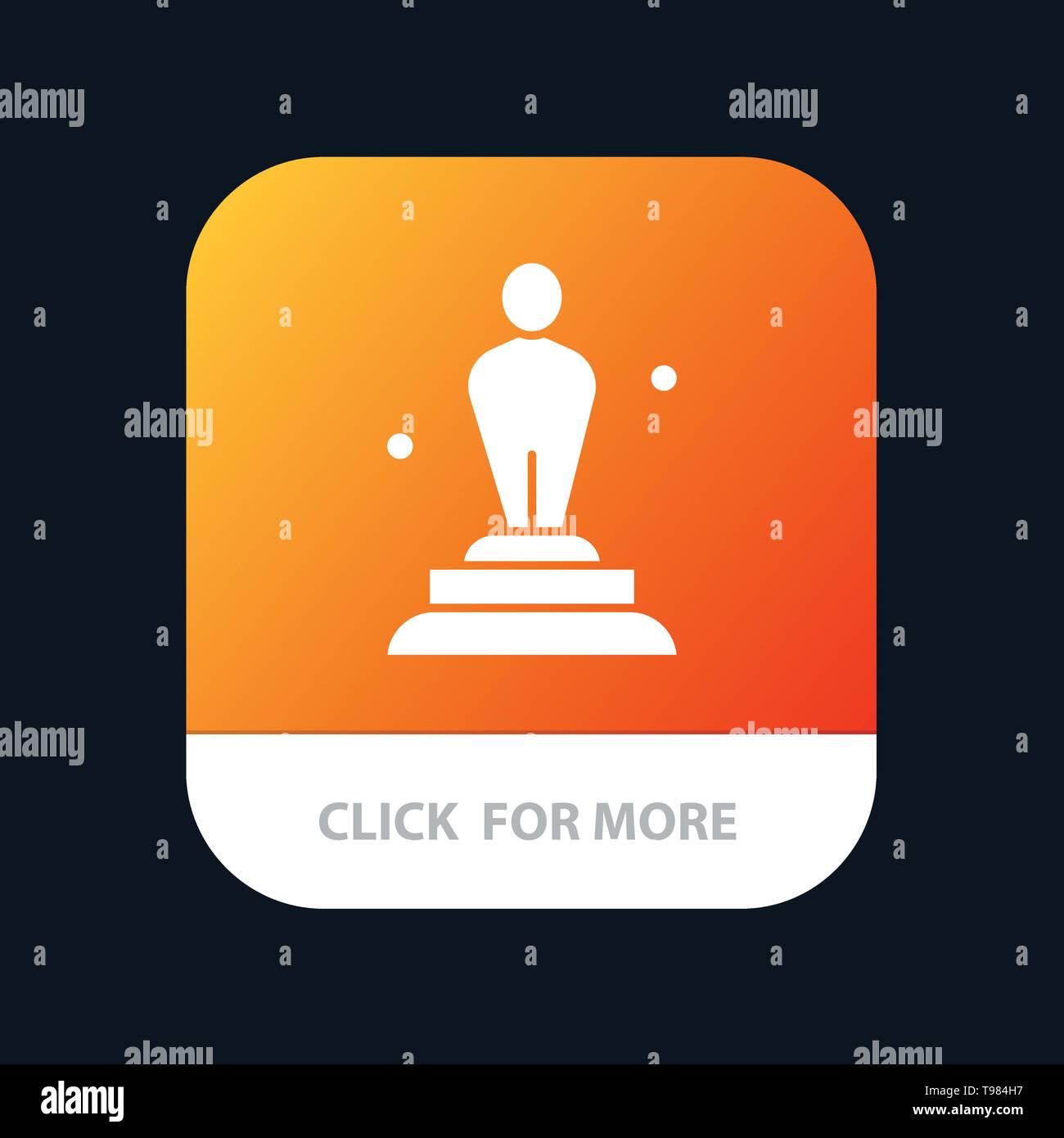 Academy, Award, Oscar, Statue, Trophy Mobile App Button. Android and IOS Glyph Version Stock Vector